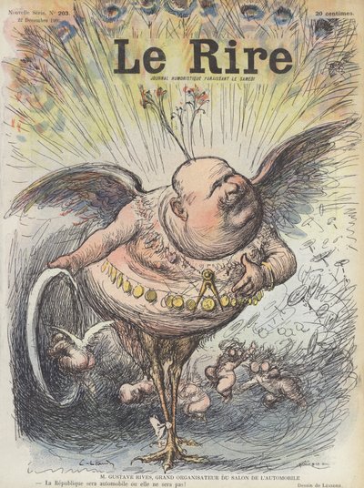 フランスの建築家、パリモーターショーの主催者であるギュスターヴリーヴ。ル・リールのイラスト 作： Charles Leandre