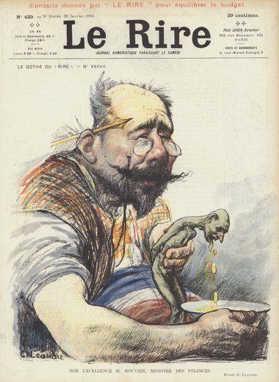 彼のルービエ財務大臣。ル・リールのイラスト 作： Charles Leandre