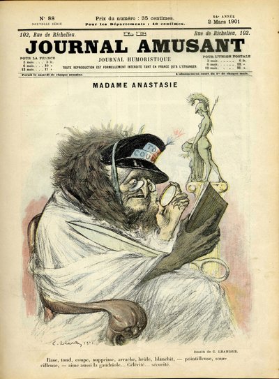 Le Journal Fun」誌の表紙を飾るCharles Leandre（1862-1934）のイラスト 作： Charles Leandre