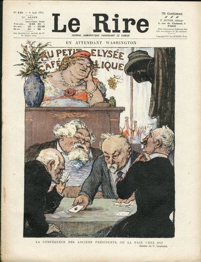 シャルル・レアンドル（1862-1934）のイラスト（Le Lire, 06/08/21） - 一方ワシントン - 選挙、共和国大統領 - マリアンヌ、ファリエール・アルマン、ポアンサール・レイモン、デシャーン・ポール - カードゲーム 作： Charles Leandre