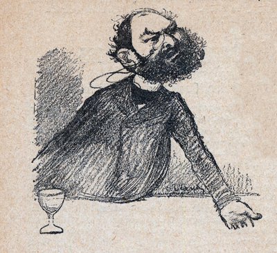 レオン・ブルジョワ（1851-1925） フランスの政治家 - ポール・ボスクの「親愛なる君主」に掲載された彫刻 - シャルル・レアンドル（1862-1934）が描いたイラスト 1898年-。 作： Charles Leandre