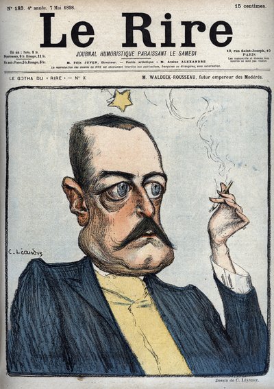 M.ピエール・ワルデック・ルソー（ワルデック・ルソー）（1846-1904）の風刺画をシャルル・ルアンドル（1862-1934）が5月7日付の「Le Rire」紙に掲載。 作： Charles Leandre