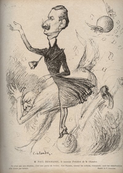 新下院議長に就任したポール・デシャネル氏 - 1898年「The Rire」に掲載されたCharles Leandre（1862-1934）の漫画 作： Charles Leandre