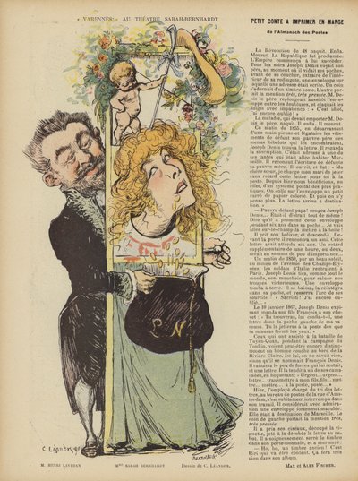 アンリ・ラベタンの演出は、サラ・ベルナール劇場でヴァレンヌを演じます。ル・リールのイラスト 作： Charles Leandre