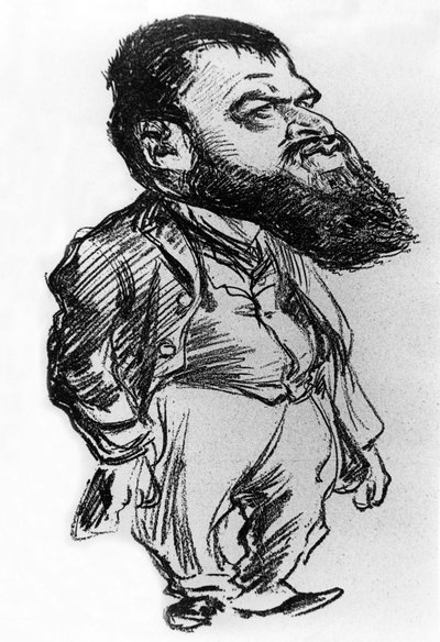 Tristan Bernard (1866-1947) フランスの小説家、劇作家、Charles Leandreによる風刺画 作： Charles Leandre