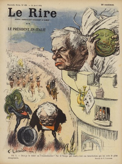 フランスのルベー大統領のイタリア訪問。ル・リールのイラスト 作： Charles Leandre