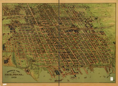 エリーの鳥瞰図、ペンシルベニア州 1909 年 作： Charles; Lederle Lederle