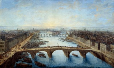 1741年にポン・ロワイヤル越しに撮影されたパリの騎馬像 絵画：シャルル・グレーヴンブロック（? -1758） 1741年 日0,96x1,62 m Paris, musee Carnavalet - 1741年にポン・ロワイヤル越しに撮影されたパリの全景。シャルル・グレーベンブロックの絵画（? 作： Charles Leopold Grevenbroeck