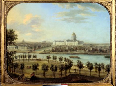 パリの王妃の間から見たアンヴァリッド（Les Invalides） シャルル・グレーベンブロック（?1738.0.69 x 0.9 m パリ、カルナヴァレ美術館 作： Charles Leopold Grevenbroeck