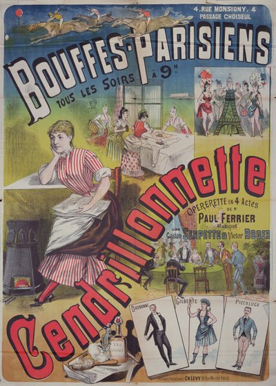 オペレッタ &39;Cendrillonnette&39;を宣伝するためのポスター。 1890 作： Charles Levy