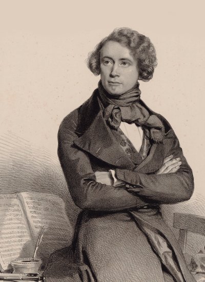 チェロ奏者で作曲家の Adrien-François Servais 1807-1866 の肖像、1838 年。 作： Charles Louis Baugniet