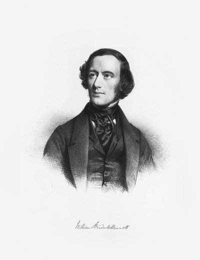 作曲家ウィリアム・スターンデール・ベネット1816-1875の肖像。 作： Charles Louis Baugniet