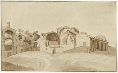 ローマのディオクレティアヌス浴場の眺め 作： Charles Louis Clerisseau