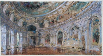 レーケン王宮の宴会場 1910年頃 （水彩・紙） 作： Charles Louis Girault