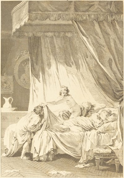 モナリザ：ベッド 作： Charles Louis Lingée after Jean Honoré Fragonard