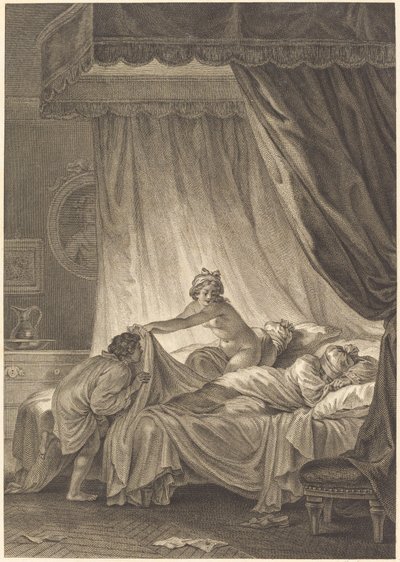 モナリザ：ベッド 作： Charles Louis Lingée after Jean Honoré Fragonard
