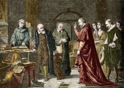 イタリアの天文学者ガリレオ・ガリレイの捕虜（1564-1642）、シャルル・ミュラーの絵の後のエングレーヴィング 作： Charles Louis Lucien (after) Muller