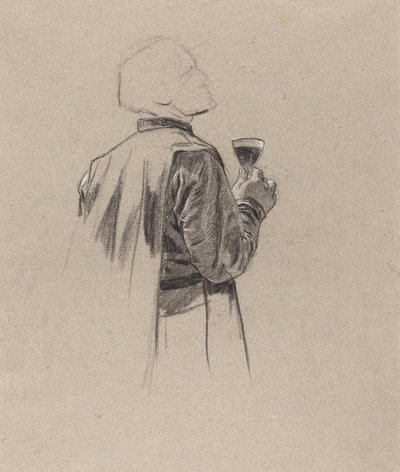 グラスワインを持ったひげを生やした紳士 作： Charles Louis Lucien Muller
