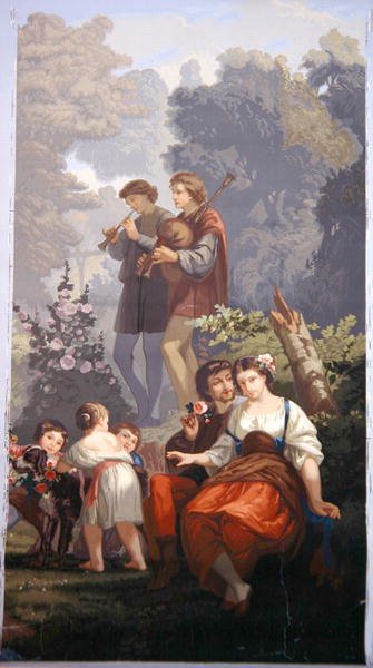 Delicourt & Cie社（パリ）のパノラマ壁紙「La Jeunesse」のディテール 作： Charles Louis Lucien Muller