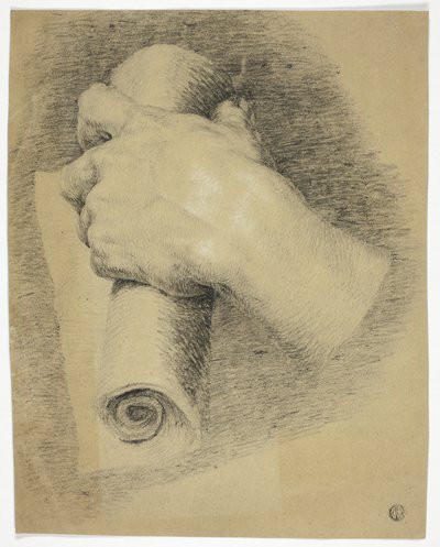 ロール紙を持つ手 作： Charles Lucy