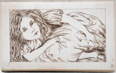 追加さん。 46700、f.20 白うさぎの家のアリス、「地下のアリスの冒険」のイラスト、1862 年頃（紙にインク） 作： Charles Lutwidge Dodgson