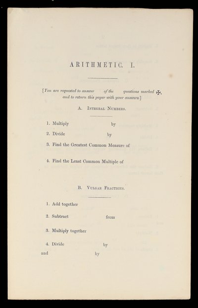 算数、オックスフォード大学出版局、1870年頃（印刷） 作： Charles Lutwidge Dodgson