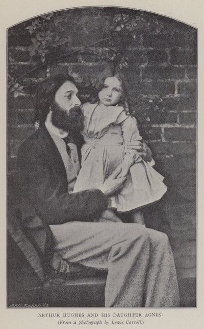アーサー・ヒューズとその娘アグネス（モノクロ写真 作： Charles Lutwidge Dodgson