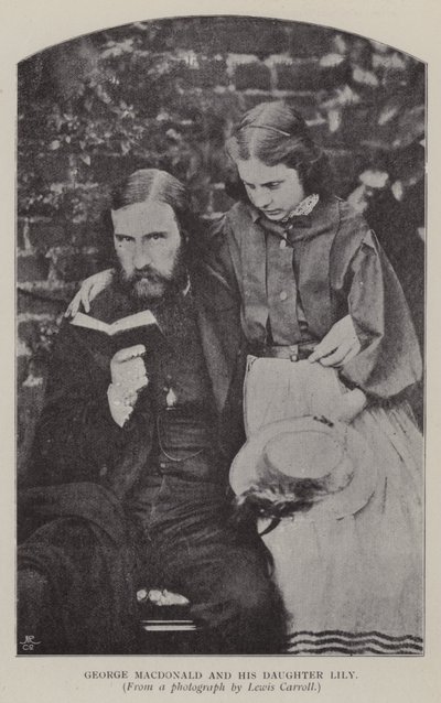 ジョージ・マクドナルドと娘のリリー（モノクロ写真 作： Charles Lutwidge Dodgson