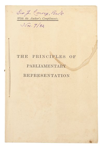 「議会代表の原則」のタイトルページ 作： Charles Lutwidge Dodgson