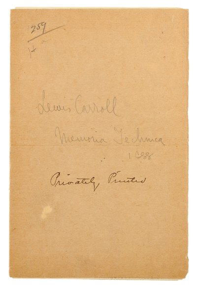 オックスフォードのMemoriaTechnicaのタイトルページ 作： Charles Lutwidge Dodgson