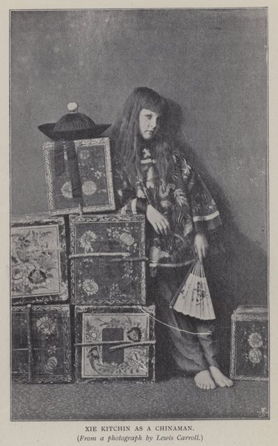 チャイナマン役の謝吉祥（モノクロ写真 作： Charles Lutwidge Dodgson