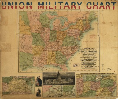 アメリカとカナダの鉄道道路と水路の完全な地図。LOC 98688331 作： Charles Magnus