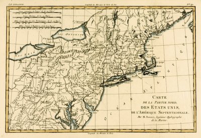 ギヨーム・レイナル著「地球のすべての既知の部分のアトラス」（1713-96）からアメリカの北東海岸、JLペレット、ジュネーブ、1780 作： Charles Marie Rigobert Bonne