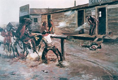 ある賭博師の死（油彩・キャンバス 作： Charles Marion Russell