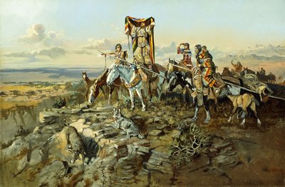 ハンターの航跡で、1896 作： Charles Marion Russell