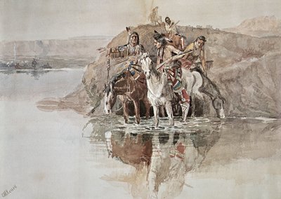 ネイティブ・アメリカンの「ウォー・パーティ」（水彩・紙 作： Charles Marion Russell