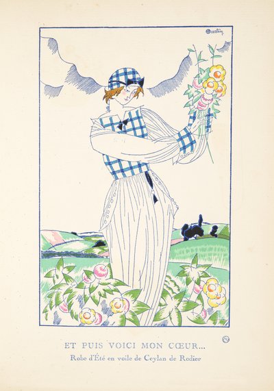 そして、ヒアイズマイハート？、ファッションプレートのコレクションから、1920（ステンシルプリント） 作： Charles Martin