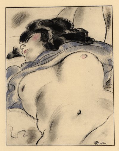 半裸の女性が眠っている、自分自身を公開します。 作： Charles Martin