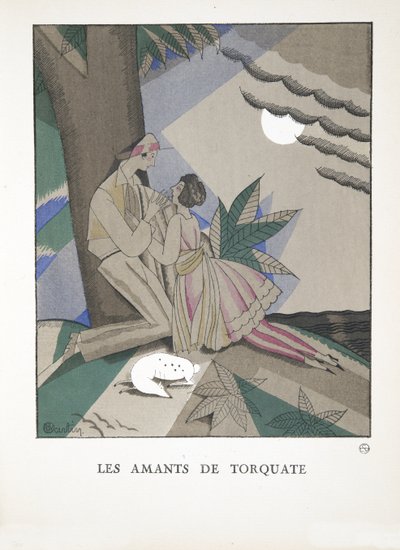 Les Amants de Torquate、コレクションオブファッションプレート、1921年（ステンシルプリント） 作： Charles Martin
