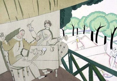 テニスシーン 1920年頃（紙にステンシル） 作： Charles Martin