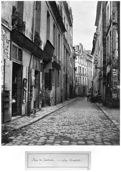1858-78年、パリのオートフイユ通りからのジャルダン通り 作： Charles Marville