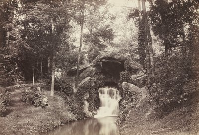 1858年、ブローニュの森、鹿の池に向かう小さな洞窟の眺め。 作： Charles Marville