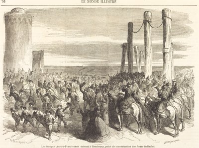 ハンブルグに進入するオーストリア＝プロイセン軍…[上半分] 作： Charles Maurand after Godefroy Durand