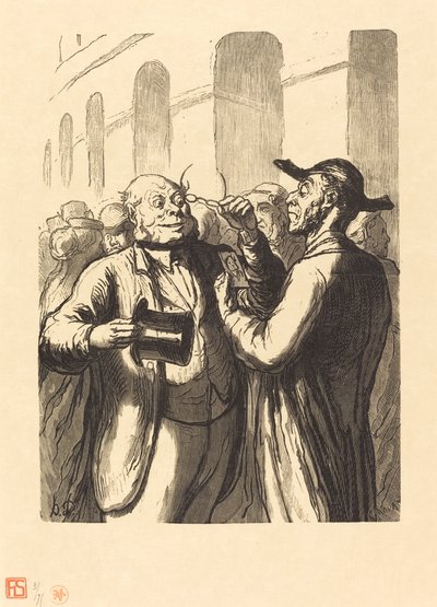 万国博覧会 改札口での写真鑑賞 作： Charles Maurand after Honoré Daumier