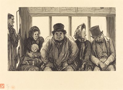 乗合バスの車内 作： Charles Maurand after Honoré Daumier
