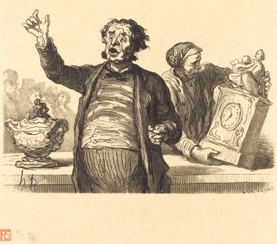 競売人のホテル：ザ・タウン・クライヤー 作： Charles Maurand after Honoré Daumier