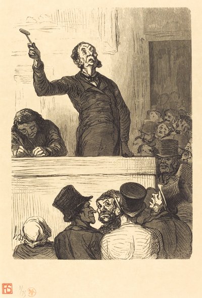オークションハウス：競売人 作： Charles Maurand after Honoré Daumier