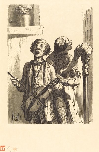 ストリートシンガー 作： Charles Maurand after Honoré Daumier