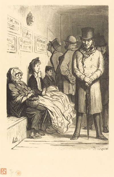オムニバス待合室 作： Charles Maurand after Honoré Daumier