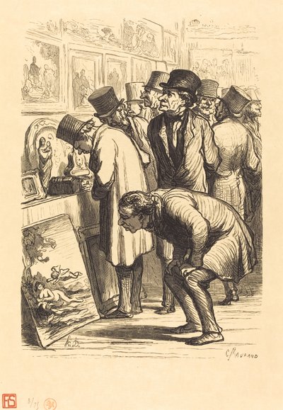 展示会当日のHotel Drouotの一室 作： Charles Maurand after Honoré Daumier